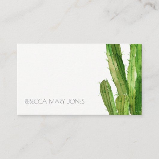 CARTE DE VISITE DÉSERT MODERNE CACTUS VERT FOLIAGE EAU COULEUR (Devant)