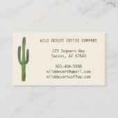 Carte De Visite Desert Saguaro Cactus Aquarelle Unique Rustique Ch (Dos)