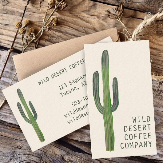 Carte De Visite Desert Saguaro Cactus Aquarelle Unique Rustique Ch