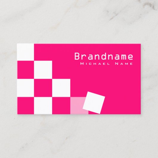 Carte De Visite Design À damiers rose et blanc (Devant)