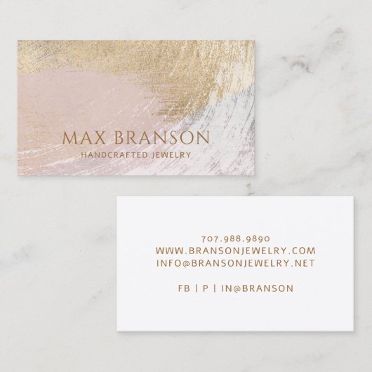 Carte De Visite Design Abstrait de bijoux doré rose (Devant / Derrière)