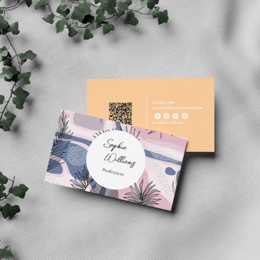 Carte De Visite Design abstrait élégant avec code QR
