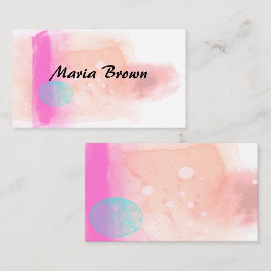 Carte De Visite design abstrait élégant en aquarelle (Devant / Derrière)