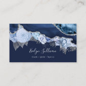 carte de visite design agate de fleurs bleues (Devant)