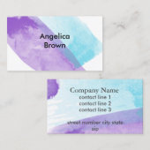 Carte De Visite design aquarelle élégant bleu et jaune busine (Devant / Derrière)