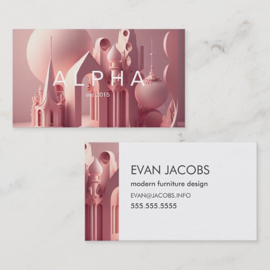 Carte De Visite Design architectural moderne rose vif (Devant / Derrière)