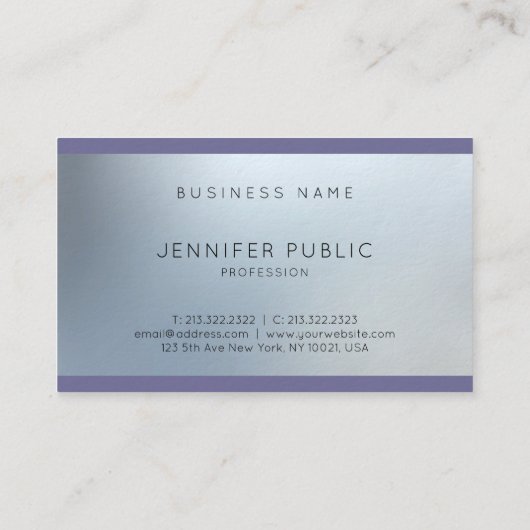 Carte De Visite Design Argent Attrayant Look Glam Plain Luxe (Dos)