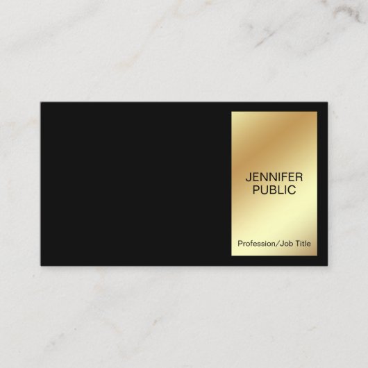 Carte De Visite Design Black Gold Moderne Professionnel Chic Simpl (Devant)
