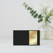 Carte De Visite Design Black Gold Moderne Professionnel Chic Simpl (Debout devant)