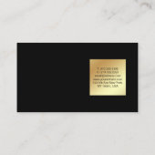 Carte De Visite Design Black Gold Moderne Professionnel Chic Simpl (Dos)