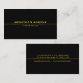 Carte De Visite Design Black Gold moderne professionnel élégant (Devant / Derrière)