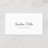 Carte De Visite Design blanc élégant Moderne Plain Professionnel (Devant)