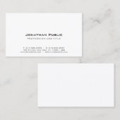 Carte De Visite Design blanc élégant Plat créatif moderne (Devant / Derrière)