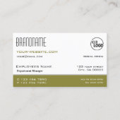 Carte De Visite Design blanc et vert olive moderne avec logo (Dos)