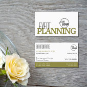 Carte De Visite Design blanc et vert olive moderne avec logo