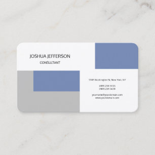 Carte De Visite Design blanc gris bleu minimaliste moderne