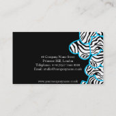 Carte de visite design Blue zebra Hearts (Dos)