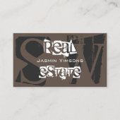 Carte De Visite Design Brown gris et blanc avec Monogramme Moderne (Devant)