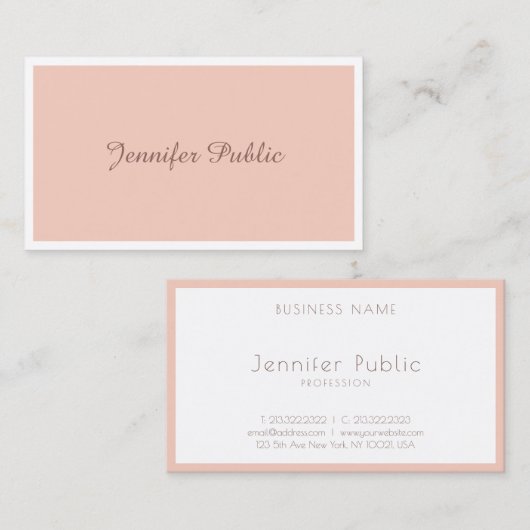 Carte De Visite Design Chic Freehand Script Élégant Moderne Plain (Devant / Derrière)