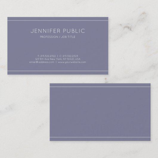 Carte De Visite Design chic moderne élégant Design violet violet c (Devant / Derrière)