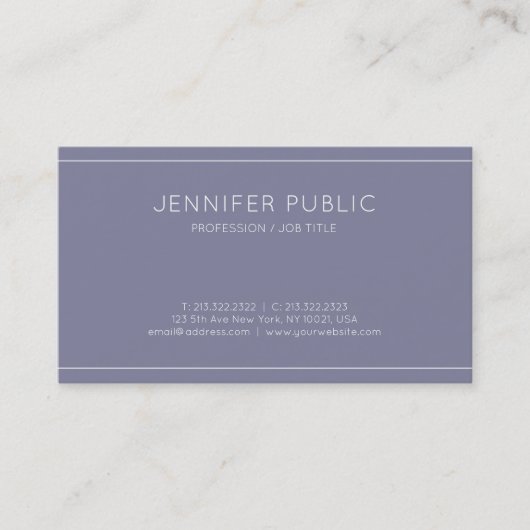 Carte De Visite Design chic moderne élégant Design violet violet c (Devant)