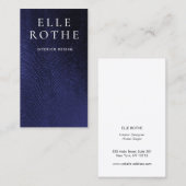 Carte De Visite Design chic Navy Blue Lizard Skin Designer (Devant / Derrière)