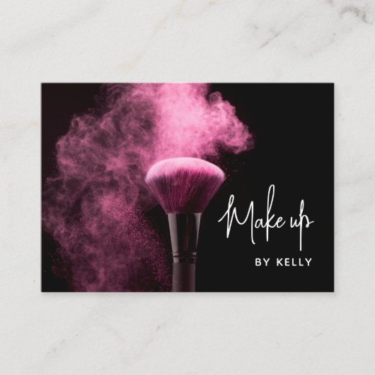 Carte De Visite Design Chic Pink Script Powder Make artist (Devant)