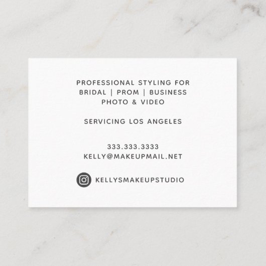 Carte De Visite Design Chic Pink Script Powder Make artist (Dos)