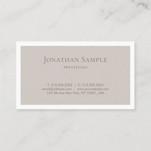 Carte De Visite Design Chic propre Moderne Monogramme Plain Excell (Dos)