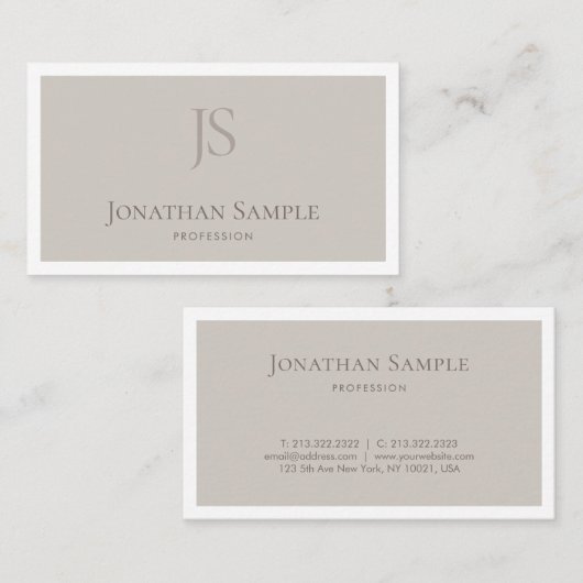 Carte De Visite Design Chic propre Moderne Monogramme Plain Excell (Devant / Derrière)