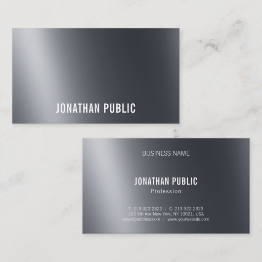 Carte De Visite Design Clair Et Noir Ombré Élégant Cool Luxe (Devant / Derrière)