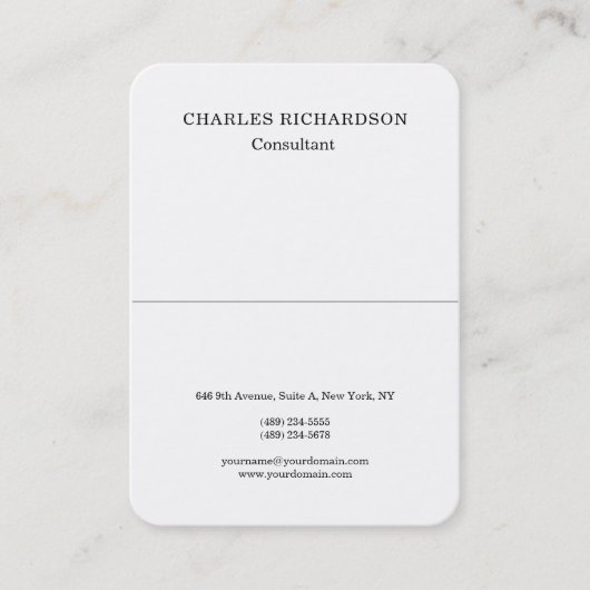 Carte De Visite Design classique blanc professionnel Creative (Devant)