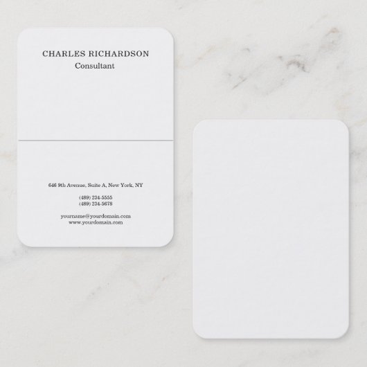 Carte De Visite Design classique blanc professionnel Creative (Devant / Derrière)