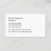 Carte De Visite Design classique de salon pour animaux de compagni (Dos)