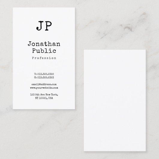 Carte De Visite Design classique et tendance Smart Plain Retro (Devant / Derrière)