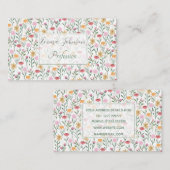 Carte De Visite Design couleur Fleur sauvage aquarelle (Devant / Derrière)