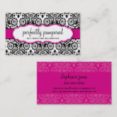 CARTE DE VISITE design damask noir fuschia rose (Devant / Derrière)
