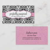 CARTE DE VISITE design damassé noir aqua bleu (Devant / Derrière)