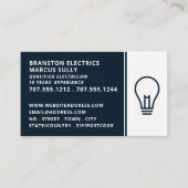 Carte De Visite Design d'ampoule bleue, Electricien (Devant)