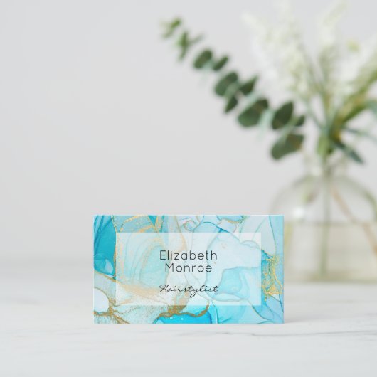 Carte De Visite Design d'aquarelle bleue (Debout devant)