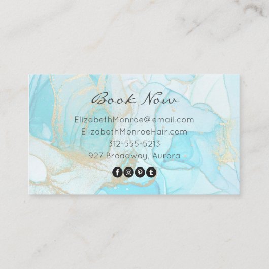 Carte De Visite Design d'aquarelle bleue (Dos)