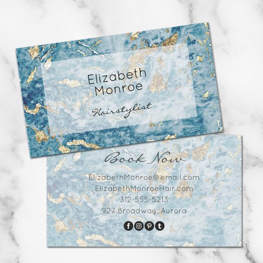 Carte De Visite Design d'aquarelle bleue