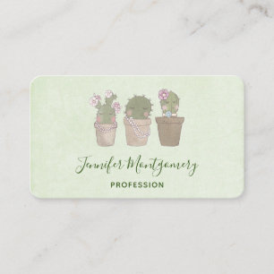Carte De Visite Design d'aquarelle Trio Cactus Trio mignon et sour