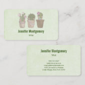 Carte De Visite Design d'aquarelle Trio Cactus Trio mignon et sour (Devant / Derrière)