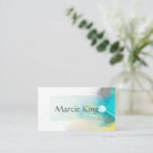 Carte De Visite design d'art d'aquarelle turquoise abstraite (Debout devant)