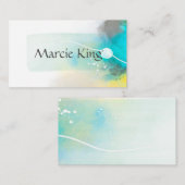 Carte De Visite design d'art d'aquarelle turquoise abstraite (Devant / Derrière)