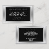 Carte De Visite Design d'art graphique moderne élégant Argent Noir (Devant / Derrière)