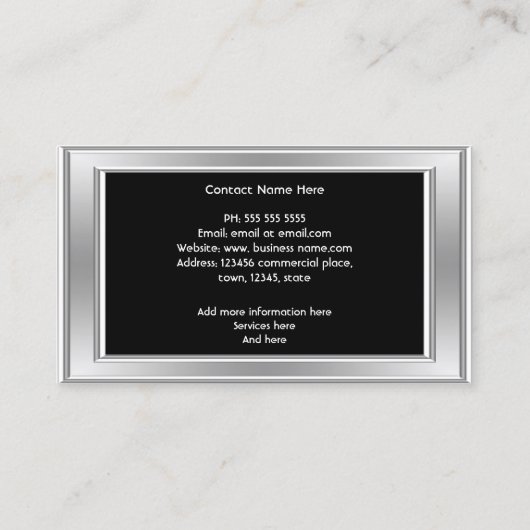 Carte De Visite Design d'art graphique moderne élégant Argent Noir (Dos)
