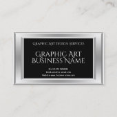 Carte De Visite Design d'art graphique moderne élégant Argent Noir (Devant)