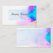 Carte De Visite design d'art moderne turquoise et violet abstrait (Devant / Derrière)